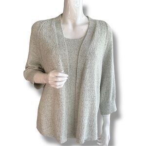 J. Jill Heather Green, Pistachio Cotton 2 Piece Cardigan Sweater Set. Women Sz M